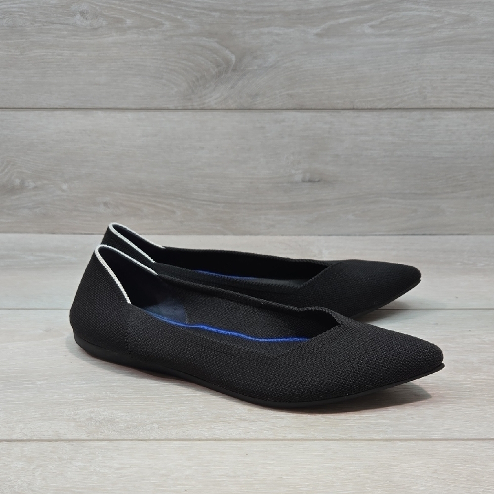 Rothy's Black Women's The Pointed Toe Knit Flats Shoes Sz 9